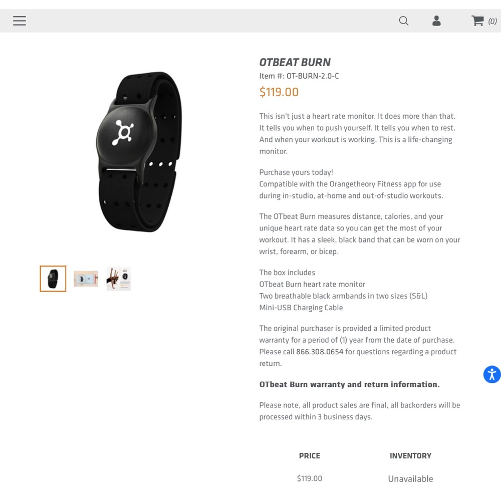 Orange Theory Fitness (OTF) heart monitor wrist band